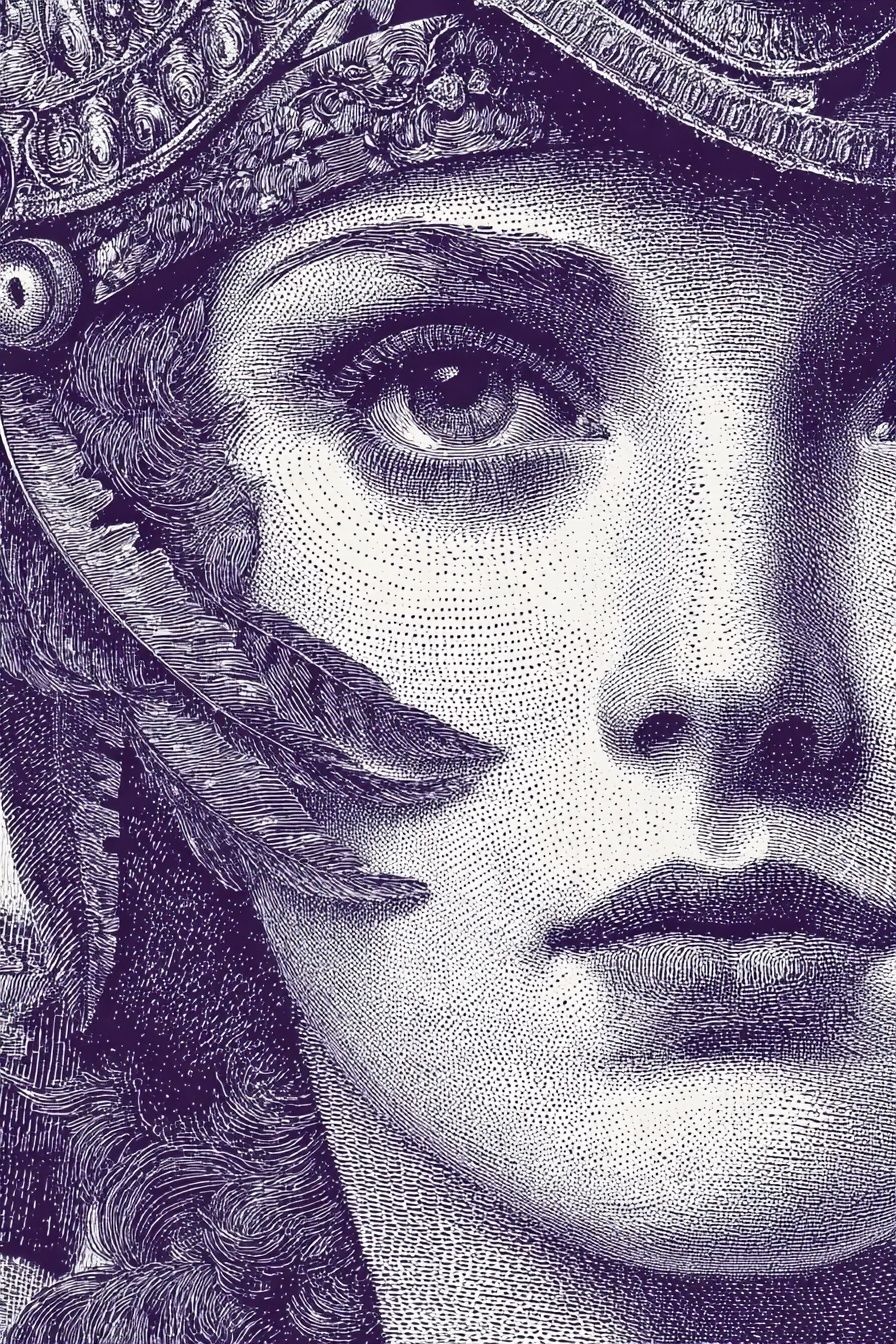 Classical Portrait Etching Poster. poster — illustration art