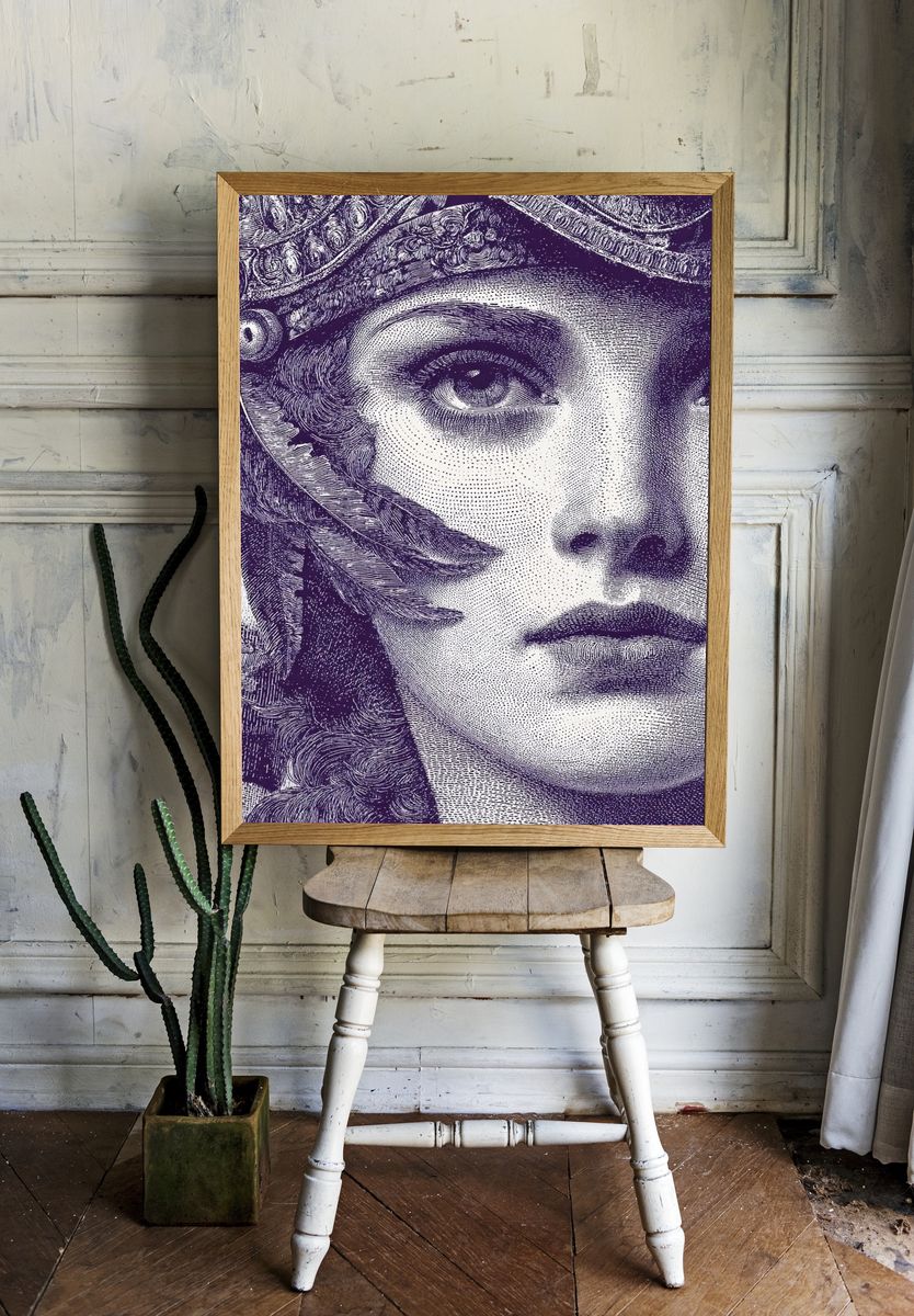 Classical Portrait Etching Poster. — room view 1