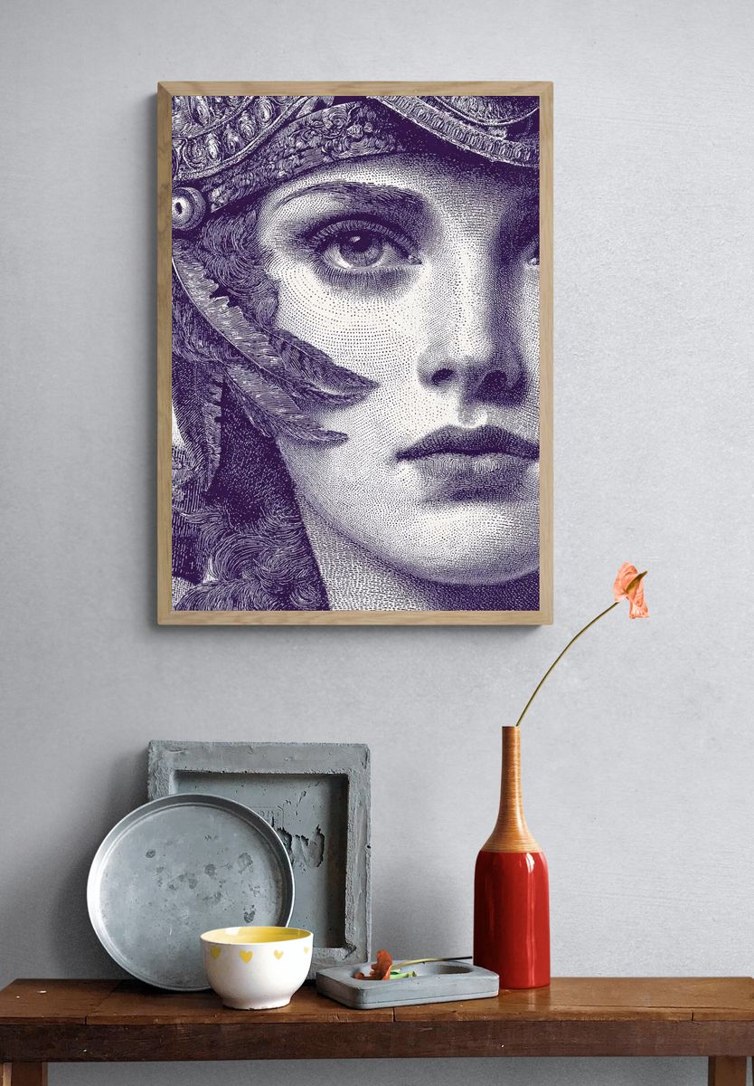 Classical Portrait Etching Poster. — room view 3
