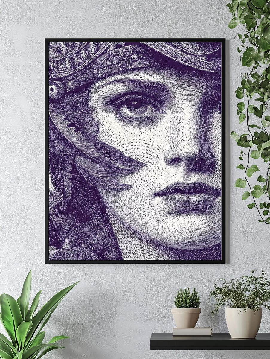 Classical Portrait Etching Poster. — room view 4