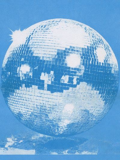 Blue Disco Ball Illustration Poster.