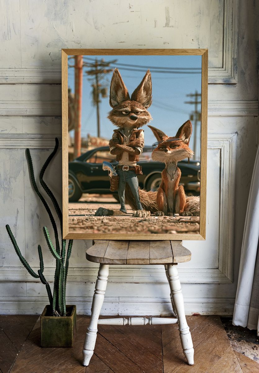 Desert Fox Duo Illustration Poster. room preview