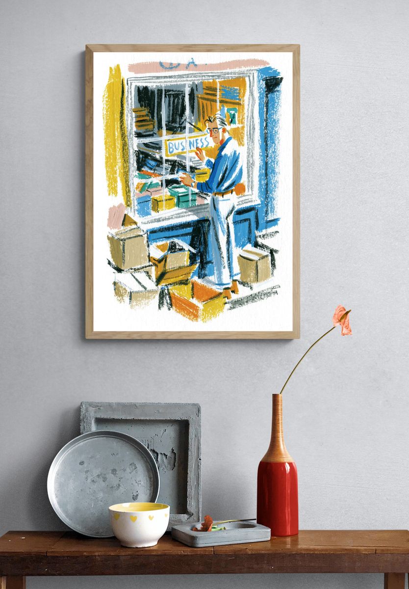 Bookshop Window Illustration Poster. — room view 3