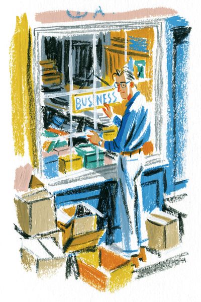 Bookshop Window Illustration Poster.
