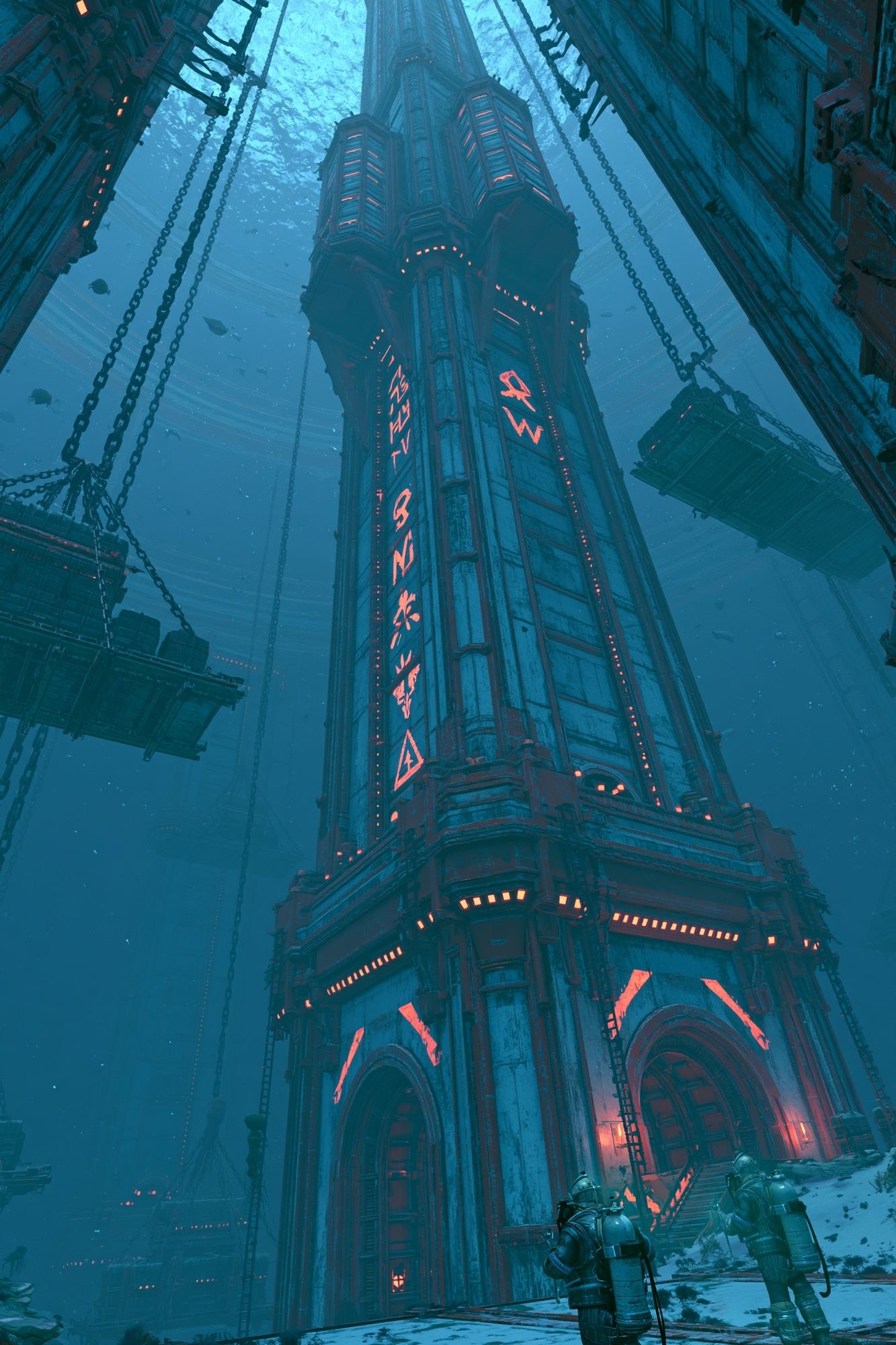 Undersea Sci-Fi Tower Poster. poster detail