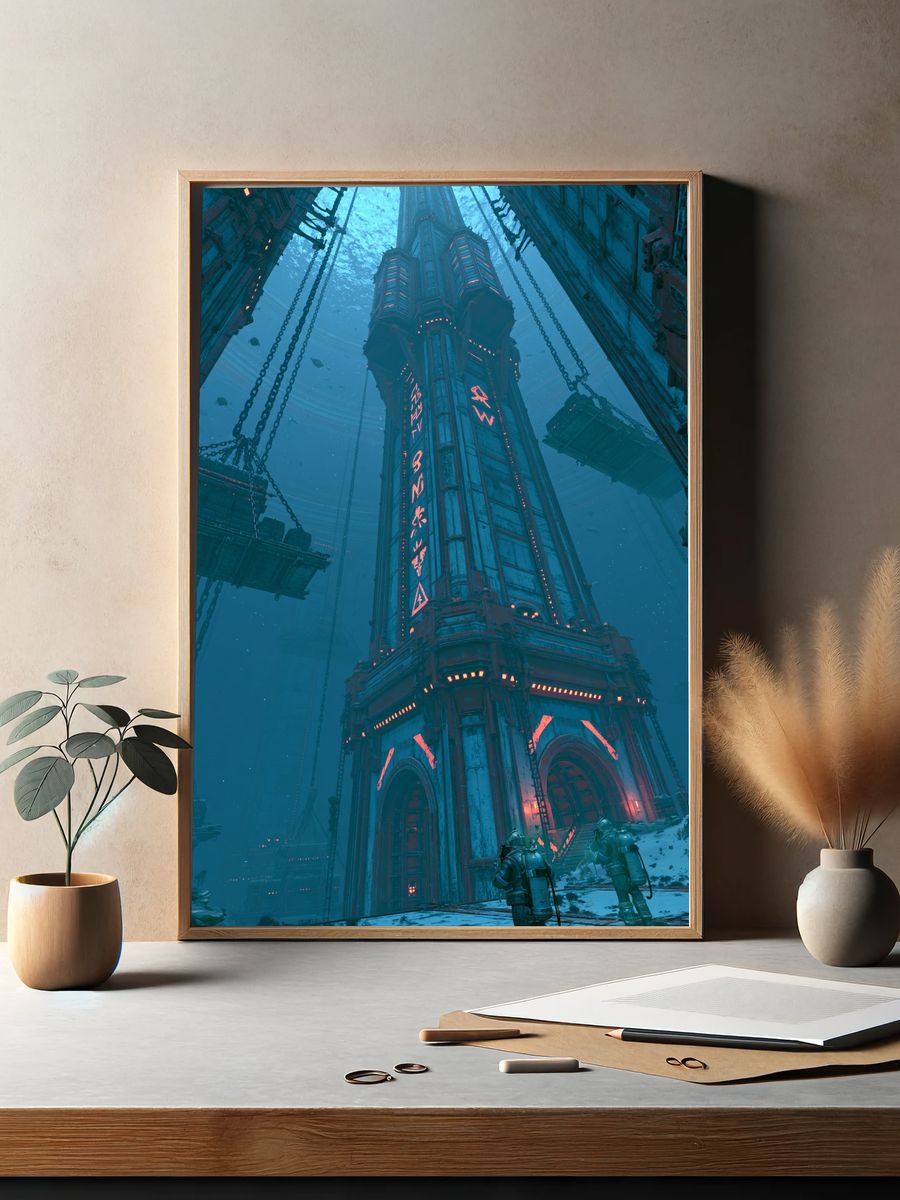 Undersea Sci-Fi Tower Poster. — room view 2