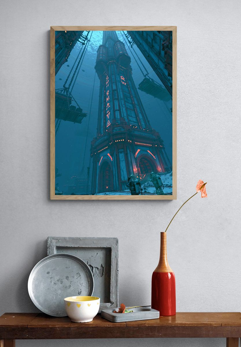 Undersea Sci-Fi Tower Poster. — room view 3