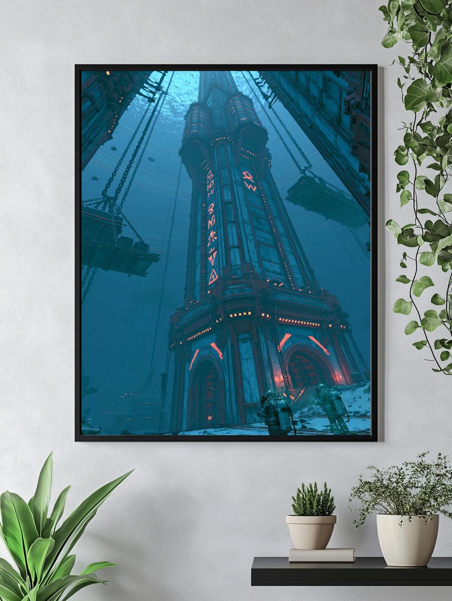 Undersea Sci-Fi Tower Poster. — room view 4
