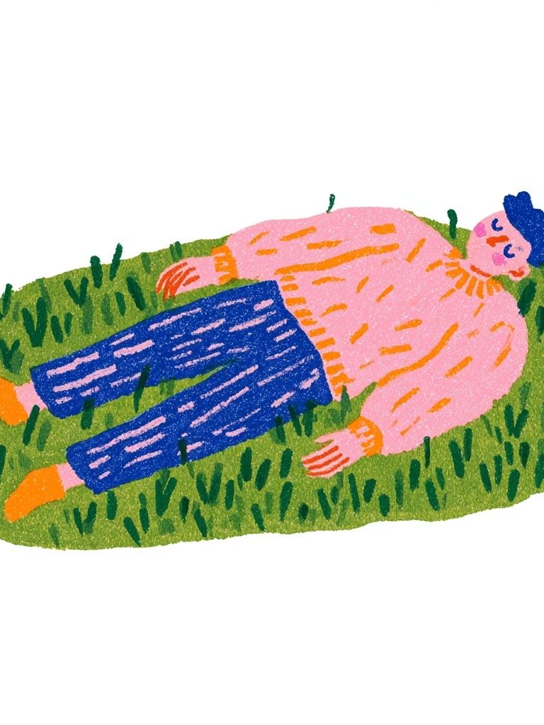 Person on Grass Illustration Poster. poster detail