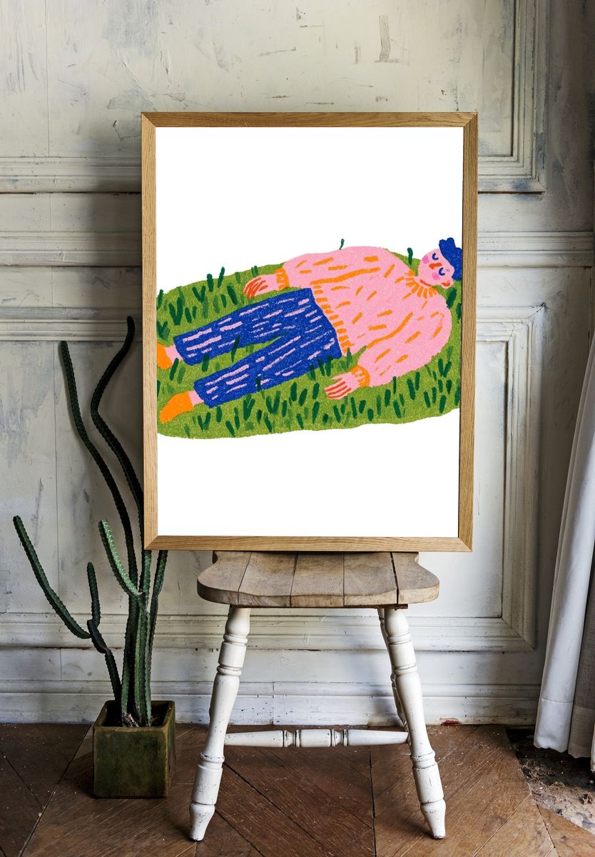 Person on Grass Illustration Poster. room preview