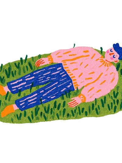 Person on Grass Illustration Poster.