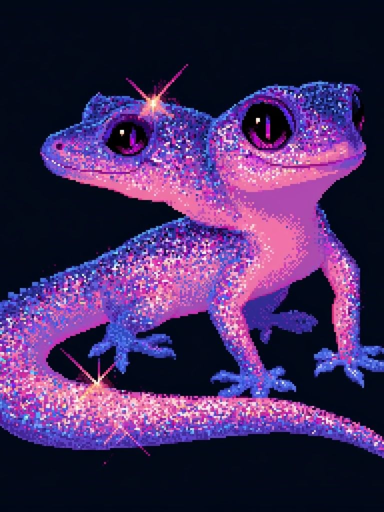 Sparkling Gecko Digital Art Print. poster — illustration art