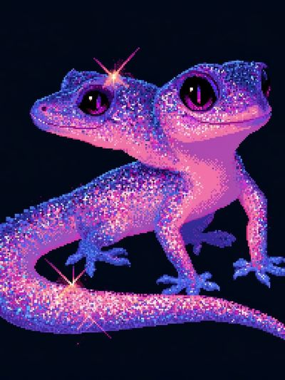 Sparkling Gecko Digital Art Print.