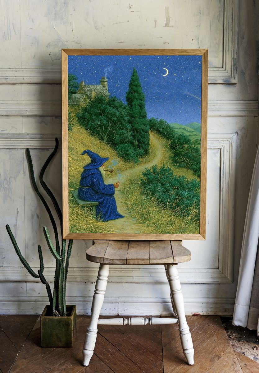 Moonlit Wizard Landscape Print. — room view 1