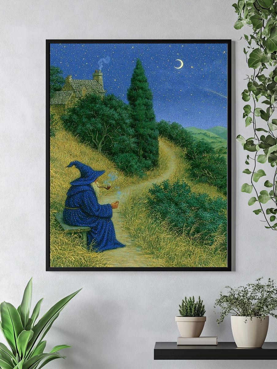 Moonlit Wizard Landscape Print. — room view 4