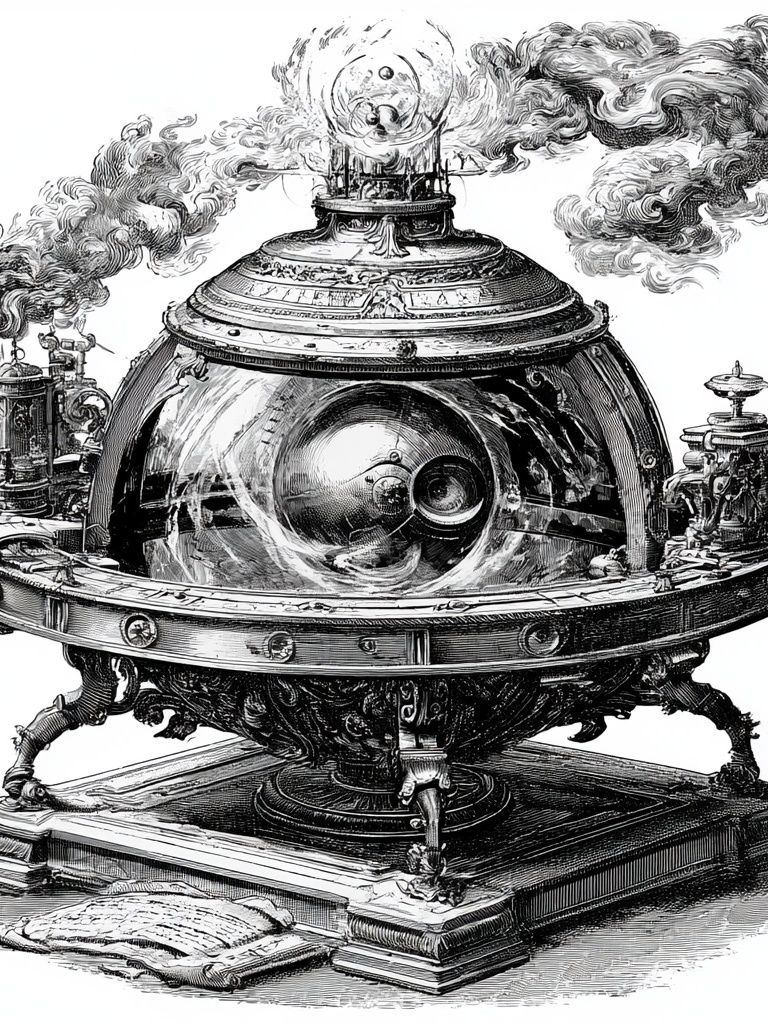 Steampunk Mechanical Orb Print. poster — illustration art