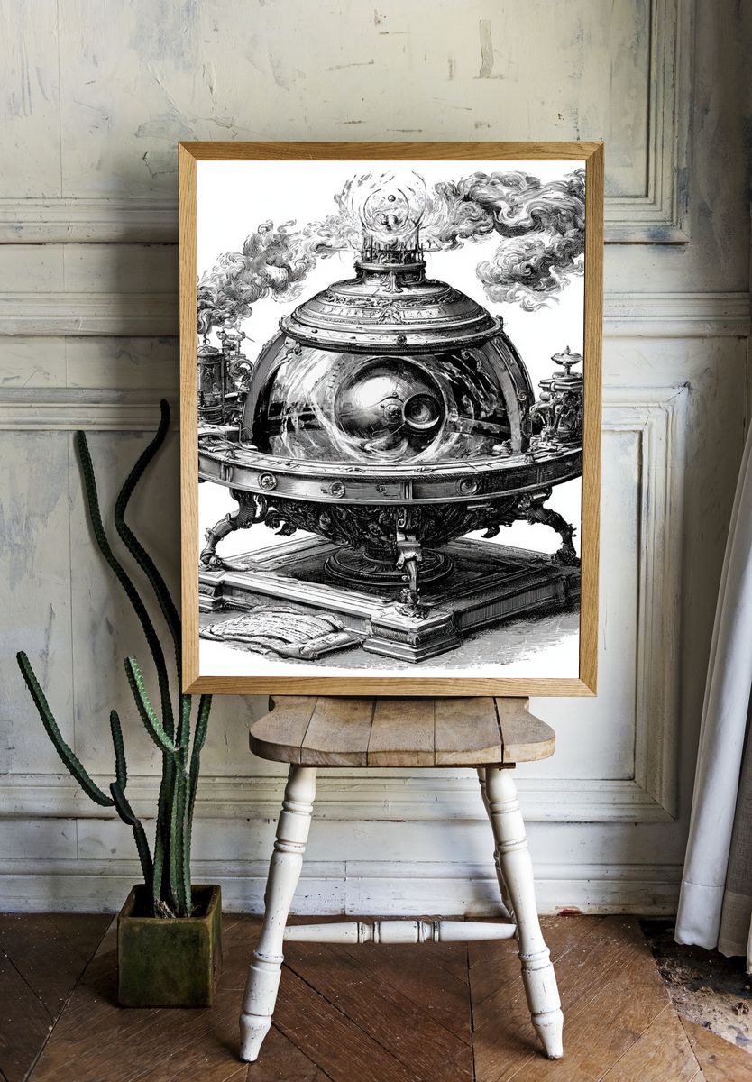 Steampunk Mechanical Orb Print. — room view 1