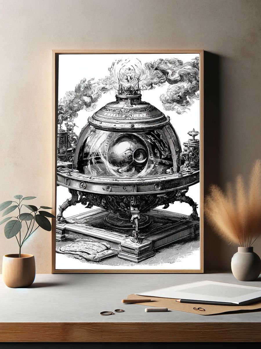 Steampunk Mechanical Orb Print. — room view 2