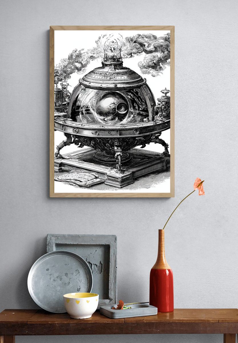 Steampunk Mechanical Orb Print. — room view 3