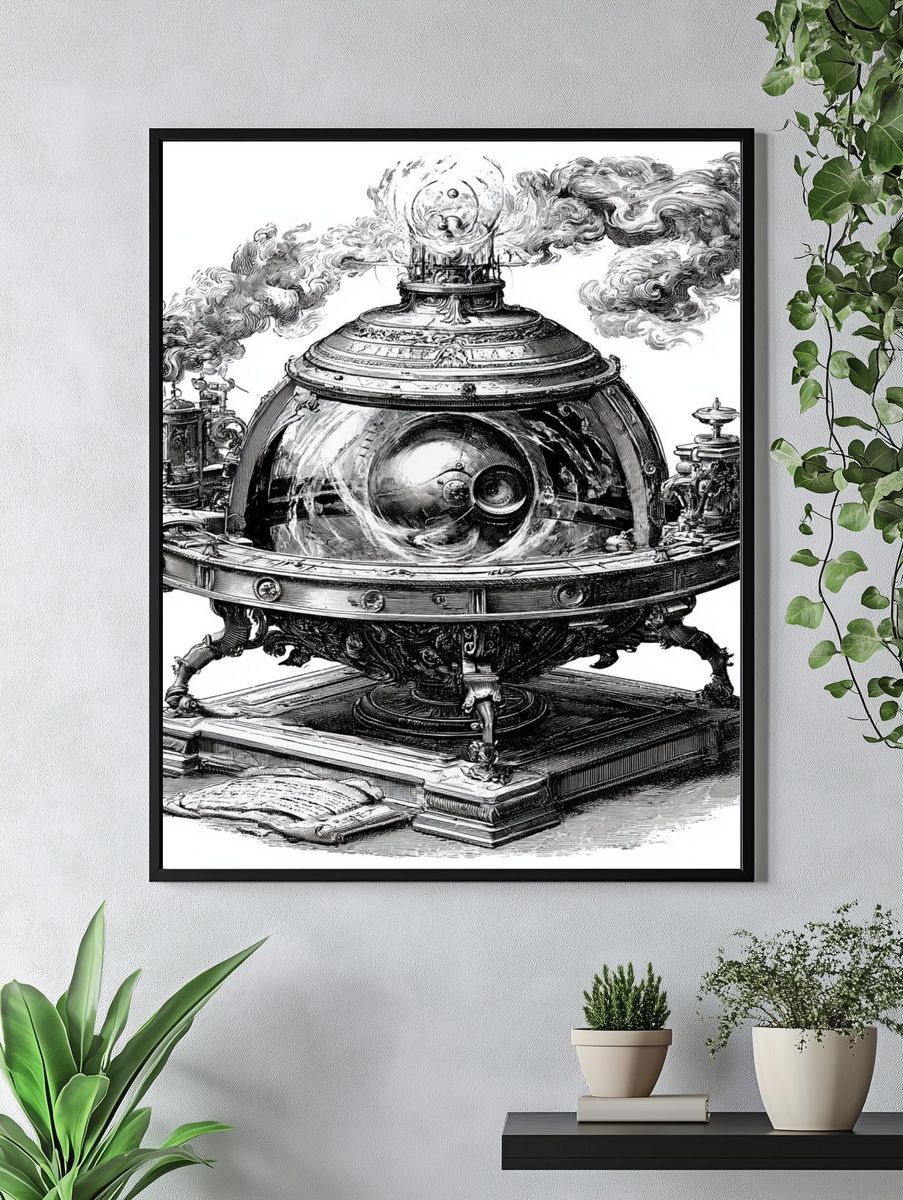 Steampunk Mechanical Orb Print. — room view 4