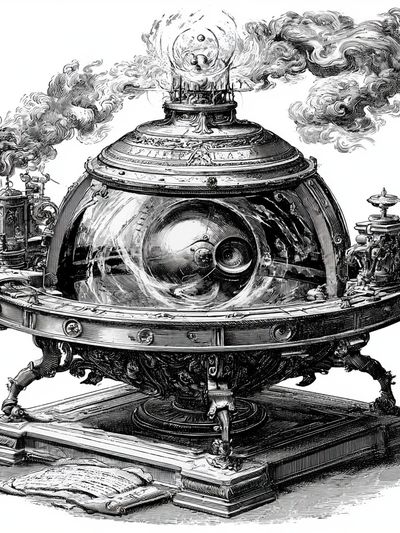 Steampunk Mechanical Orb Print. poster