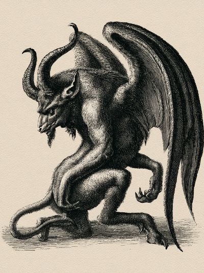 Winged Demon Ink Print. poster