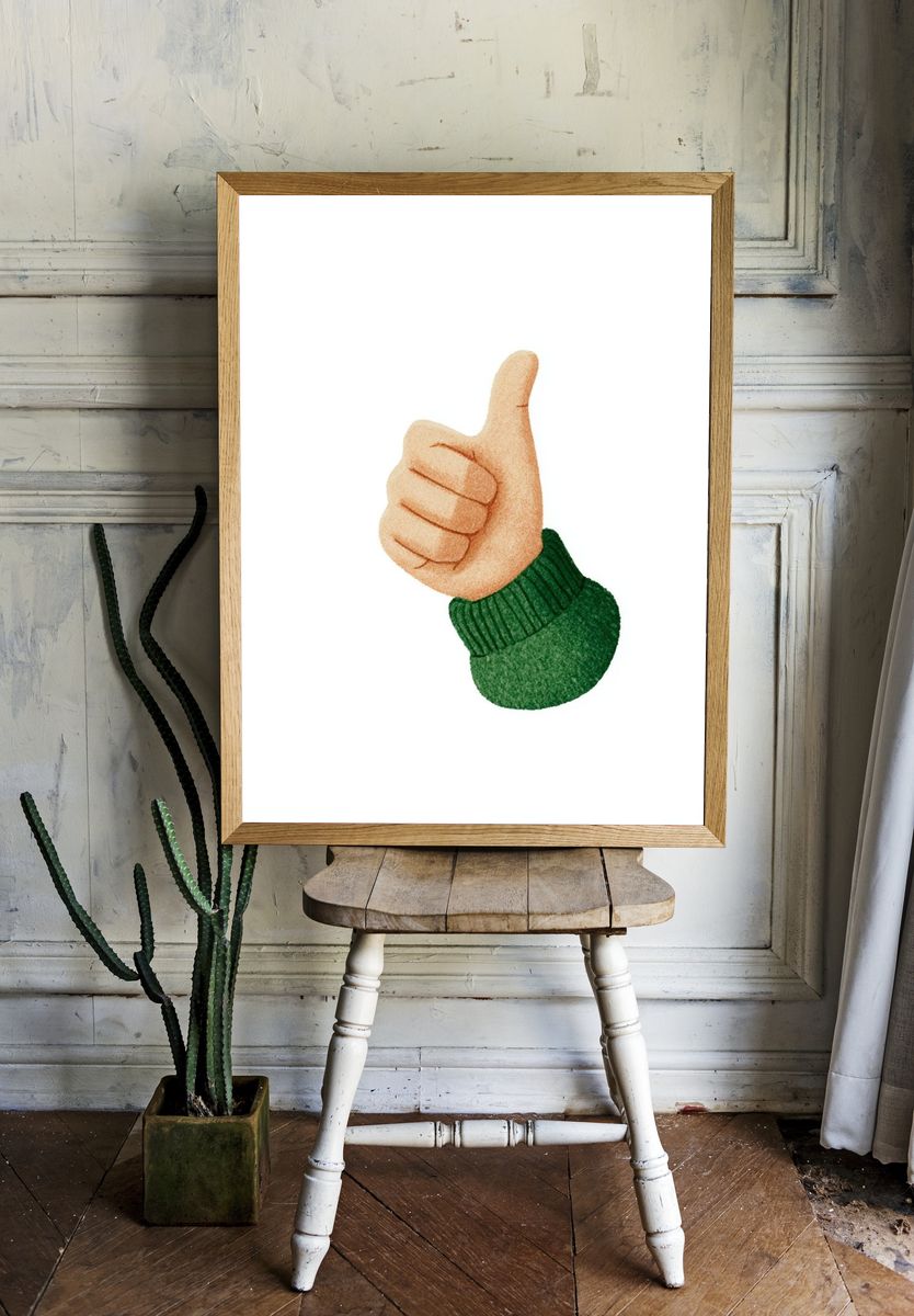 Thumbs Up Hand Illustration Poster. — room view 1