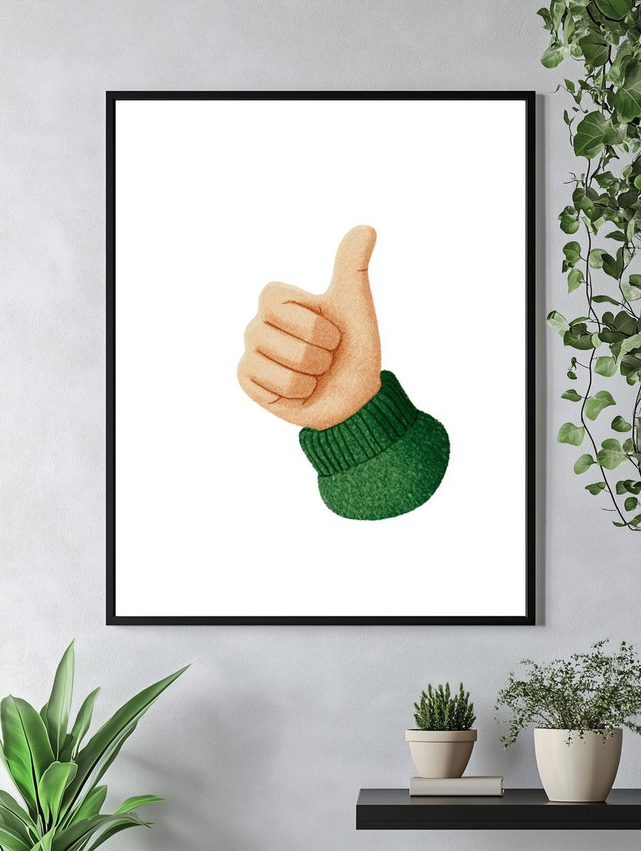 Thumbs Up Hand Illustration Poster. — room view 4