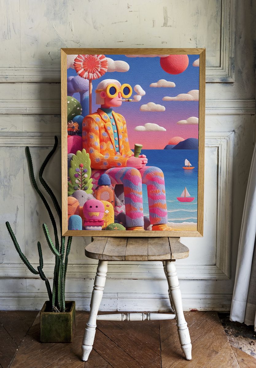 Dreamy Seaside Figure Illustration Poster. — room view 1