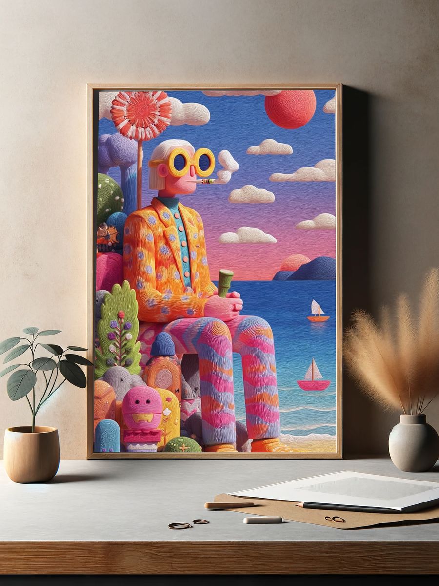 Dreamy Seaside Figure Illustration Poster. — room view 2