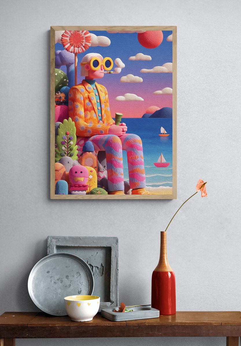 Dreamy Seaside Figure Illustration Poster. — room view 3