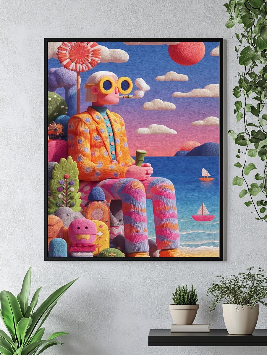 Dreamy Seaside Figure Illustration Poster. — room view 4