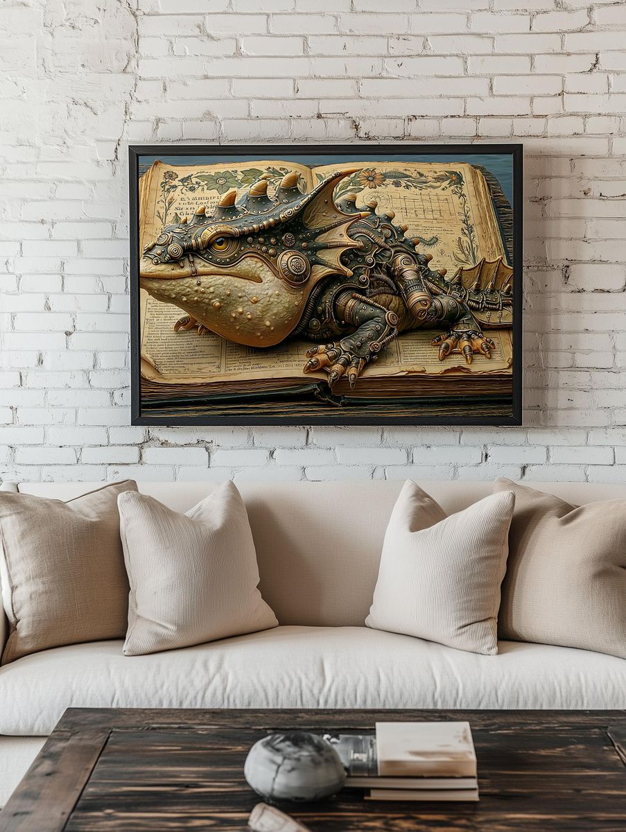 Steampunk Dragon Book Poster. — room view 1