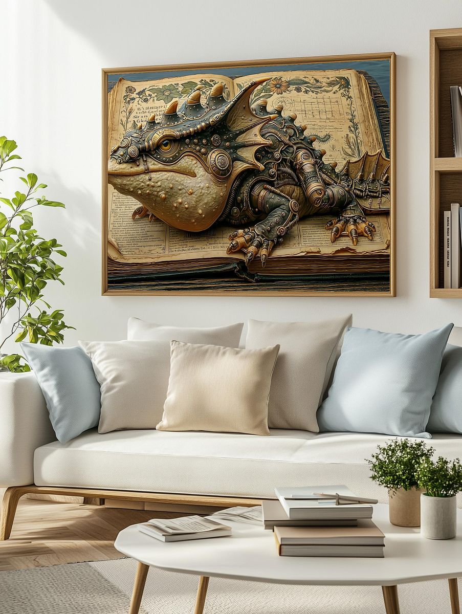 Steampunk Dragon Book Poster. — room view 2