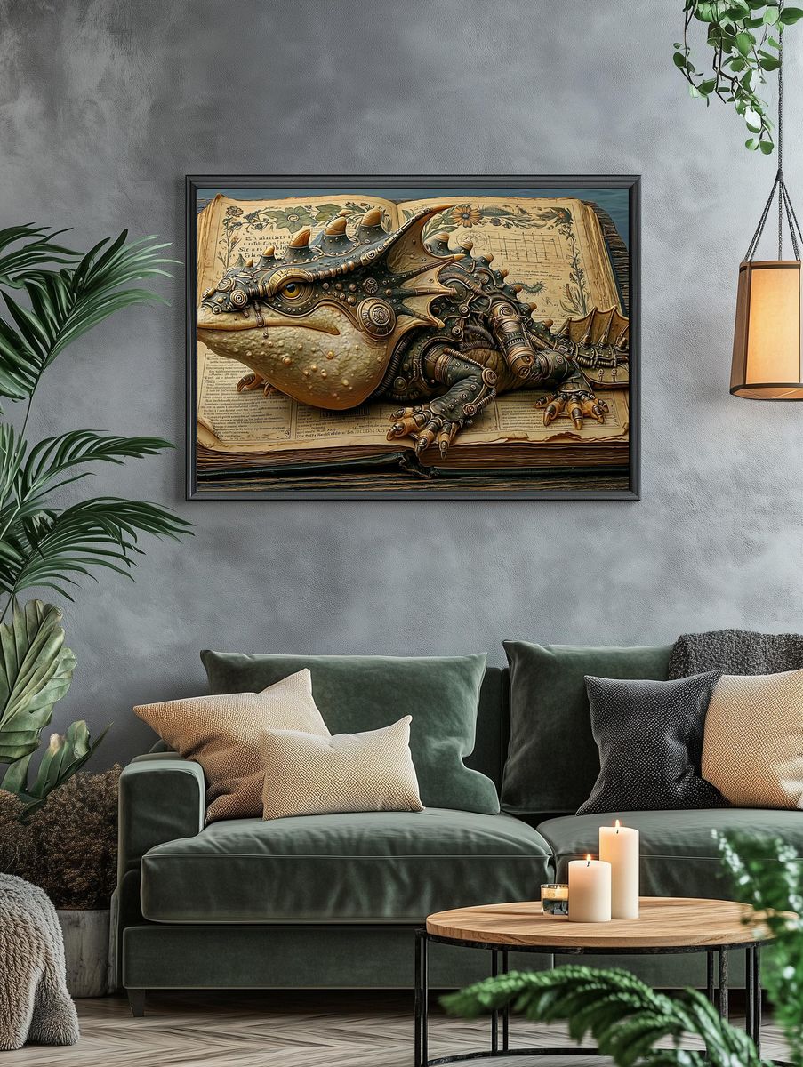 Steampunk Dragon Book Poster. — room view 4