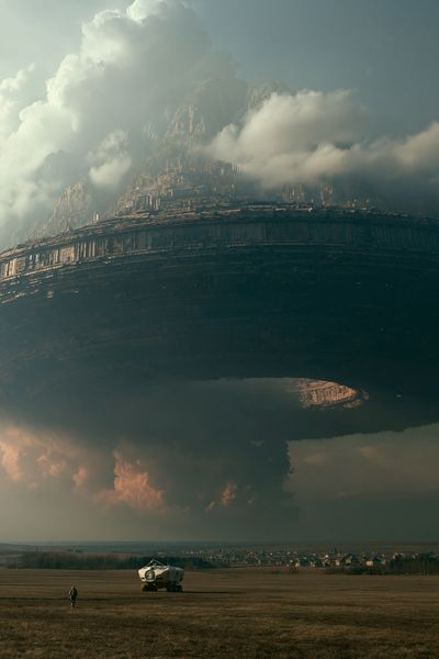 Sci-Fi Floating Citadel Poster.