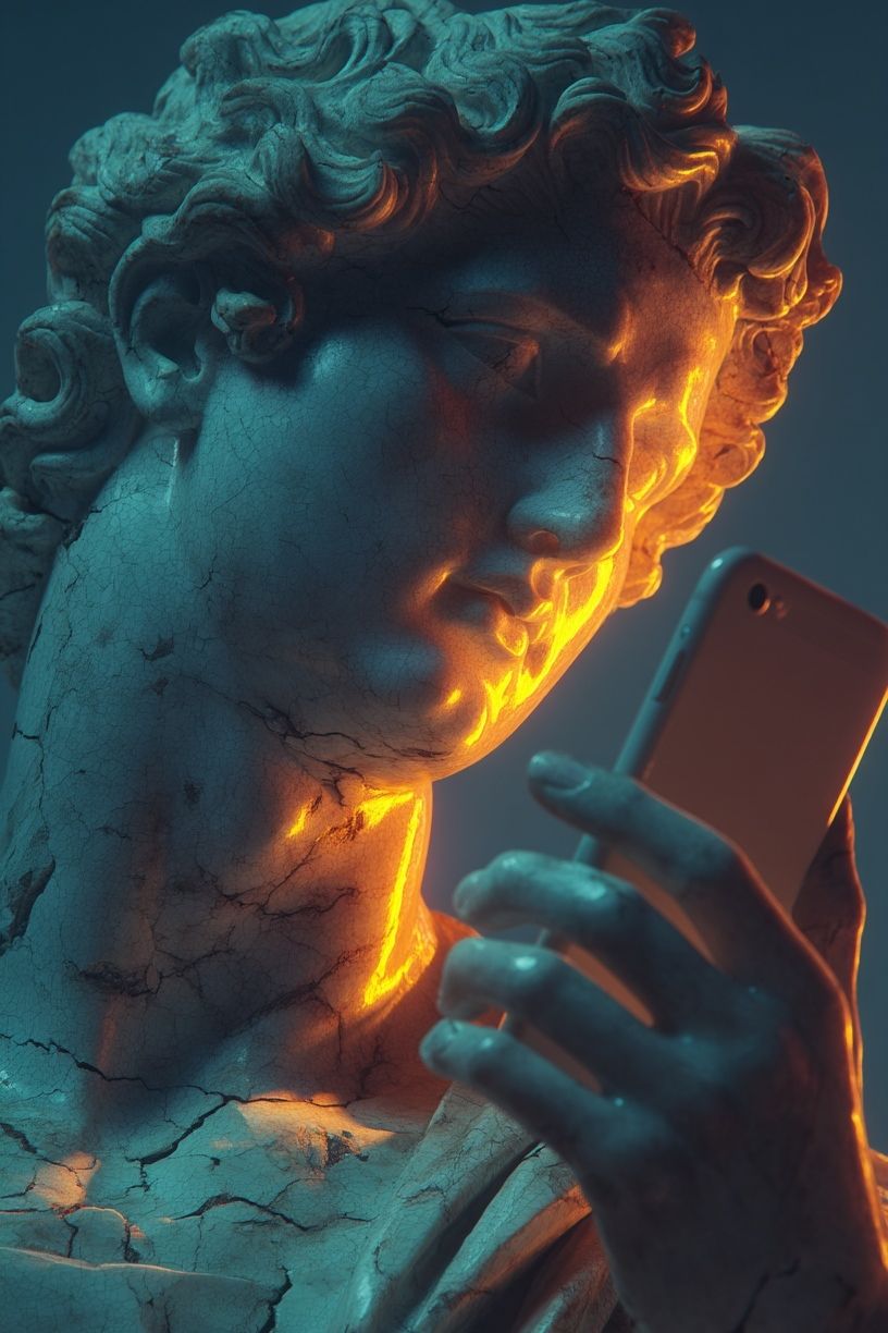 Classical Statue Selfie Illustration Poster. poster detail