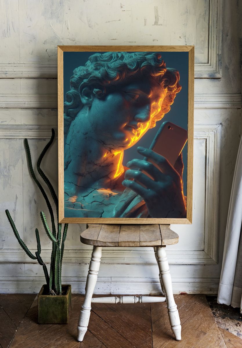 Classical Statue Selfie Illustration Poster. room preview