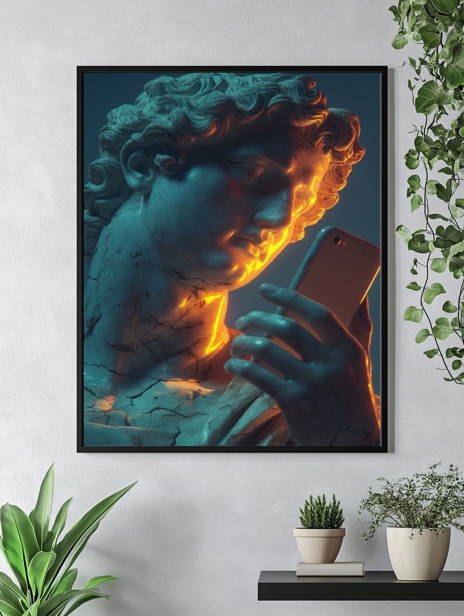 Classical Statue Selfie Illustration Poster. — room view 4