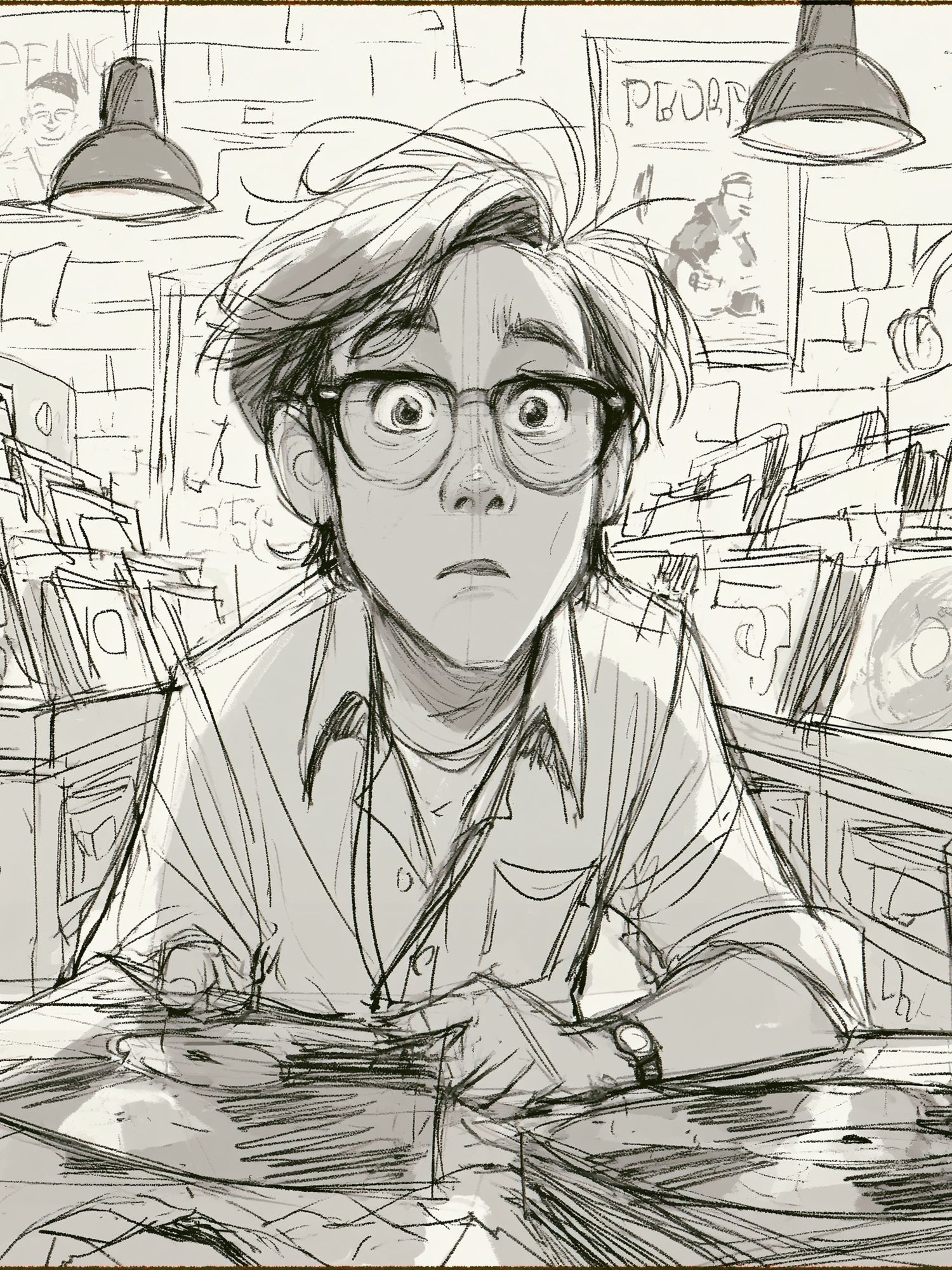 Anxious Record Shop Illustration Poster. poster detail