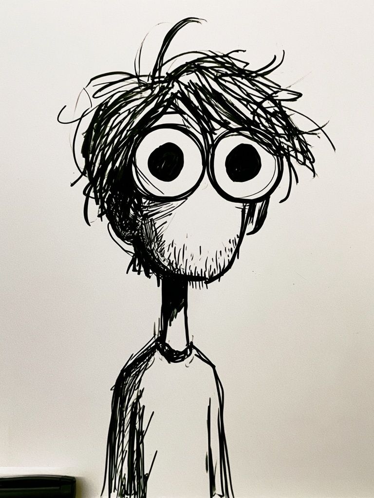 Wide-Eyed Scribble Portrait Poster. poster — illustration art