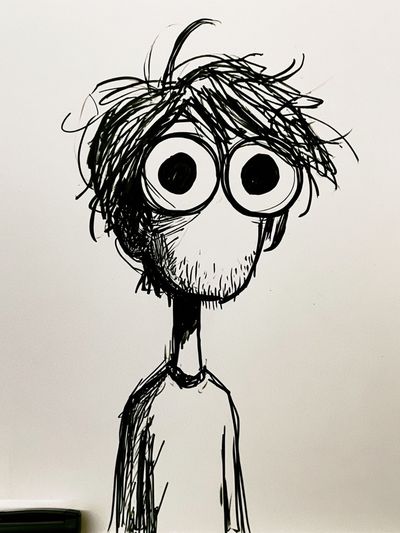 Wide-Eyed Scribble Portrait Poster.