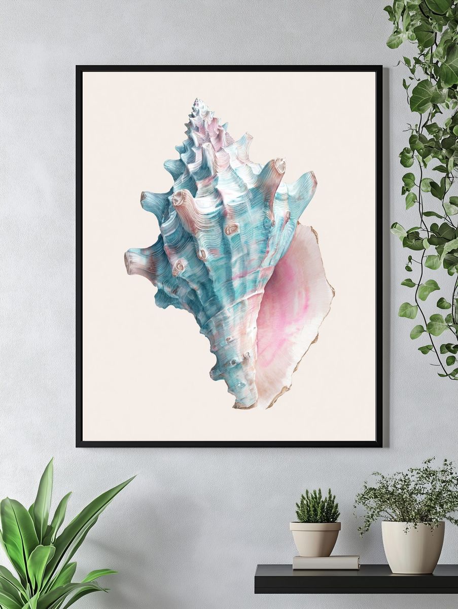 Pastel Seashell Illustration Poster. — room view 4