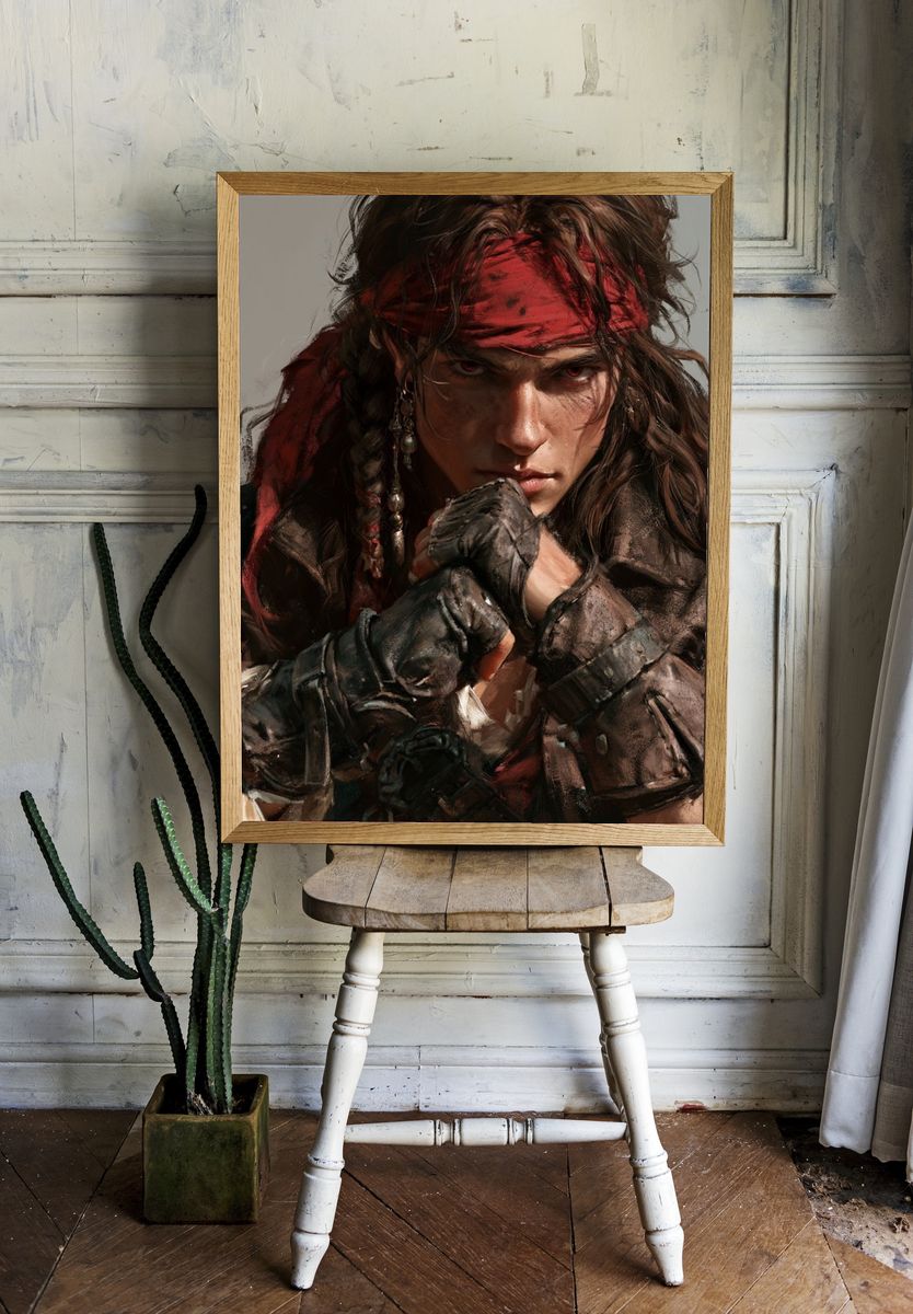 Pirate Warrior Portrait Print. — room view 1