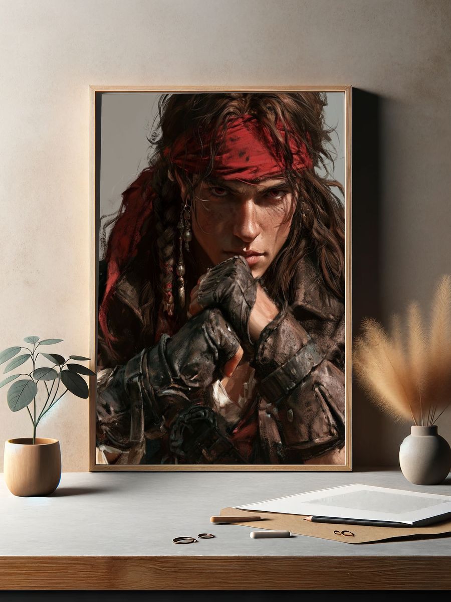Pirate Warrior Portrait Print. — room view 2