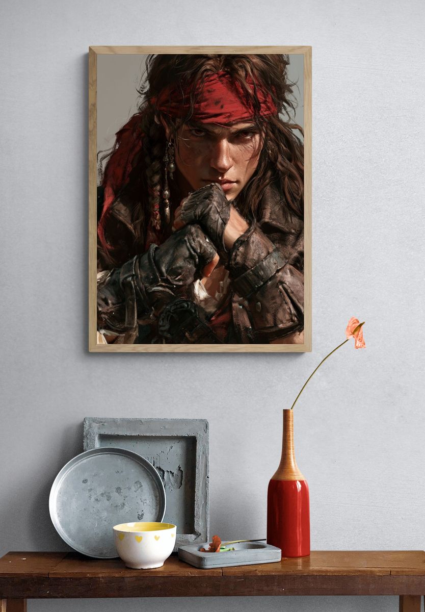 Pirate Warrior Portrait Print. — room view 3