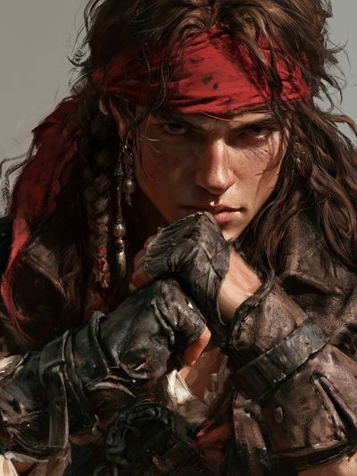 Pirate Warrior Portrait Print. poster