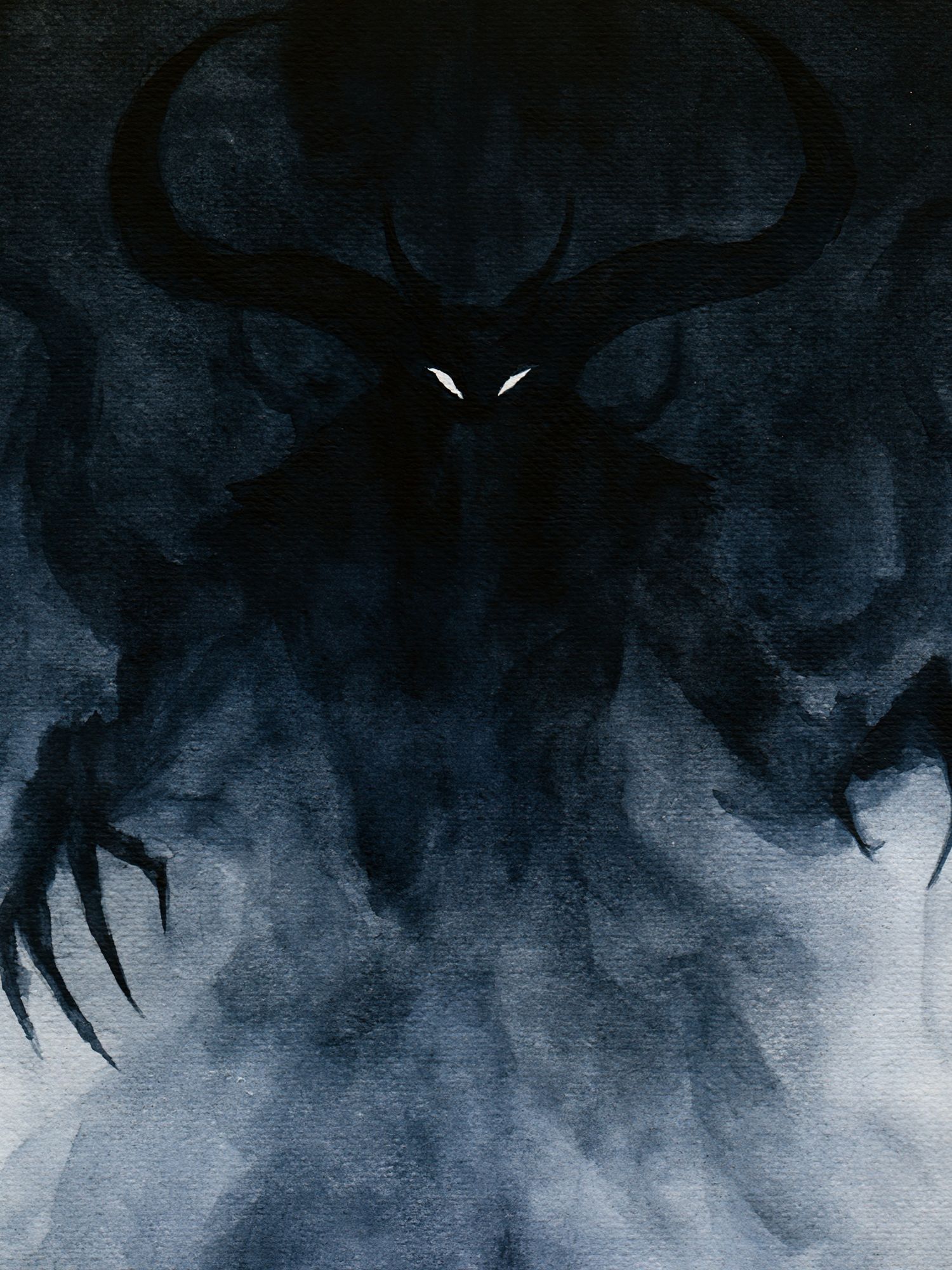 Shadowed Demon Watercolor Print. poster detail