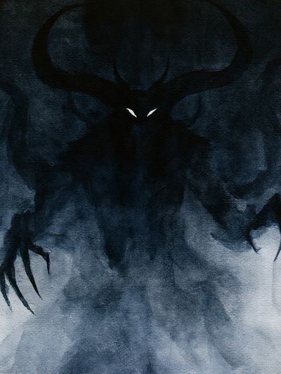 Shadowed Demon Watercolor Print.
