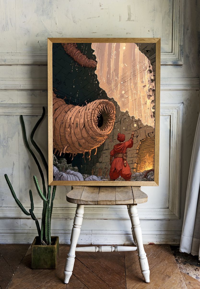 Fantasy Cave Explorer Illustration Poster. — room view 1